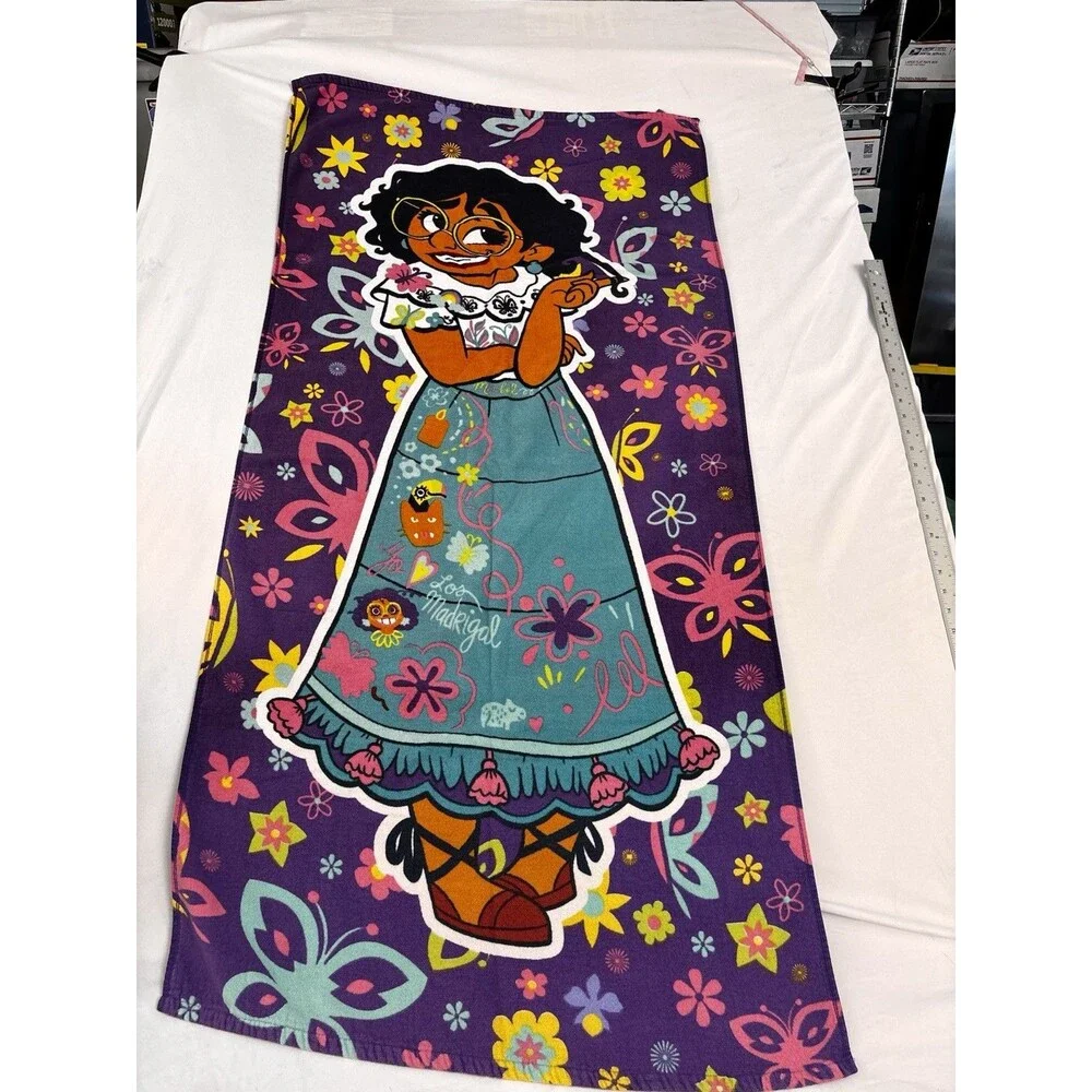 Disney Encanto Mirabel Madrigal Kids Beach Bath Towel Purple Floral 28x55